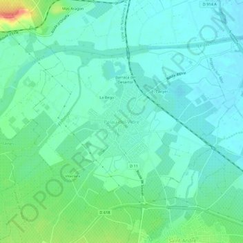 Carte topographique Palau-del-Vidre, altitude, relief