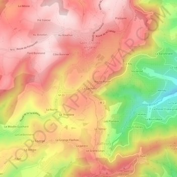 Carte topographique La Gachet, altitude, relief