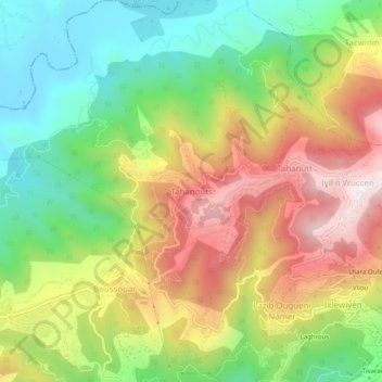 Carte topographique Tahanouts, altitude, relief