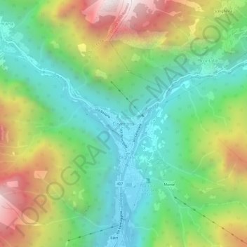 Carte topographique Cavergno, altitude, relief