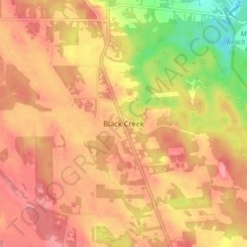 Carte topographique Black Creek, altitude, relief