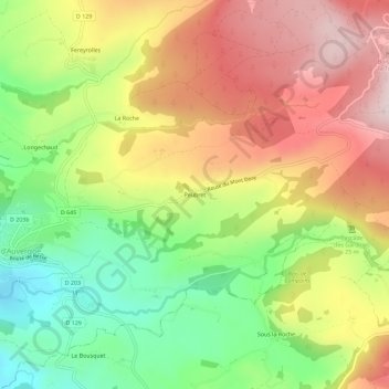 Carte topographique Peubret, altitude, relief