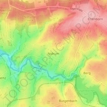 Carte topographique Nidrum, altitude, relief