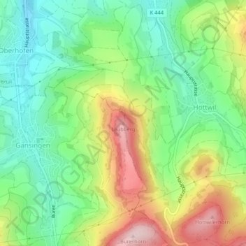 Carte topographique Laubberg, altitude, relief