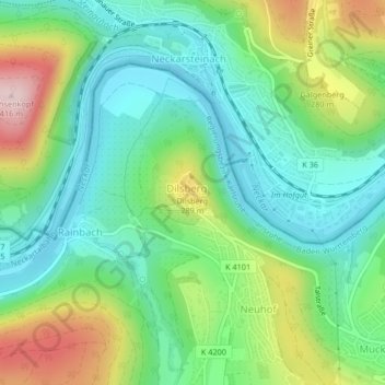 Carte topographique Dilsberg, altitude, relief