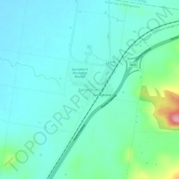 Carte topographique Springhurst, altitude, relief