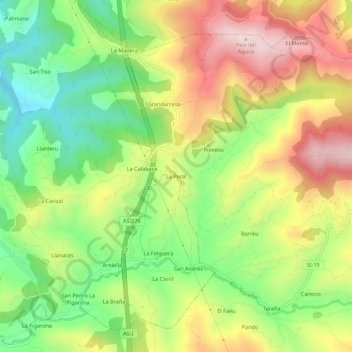 Carte topographique La Peral, altitude, relief