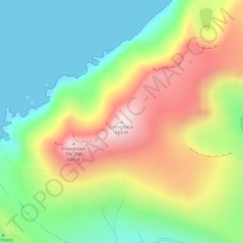 Carte topographique Croaghaun, altitude, relief