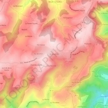 Carte topographique Au Bouchut, altitude, relief