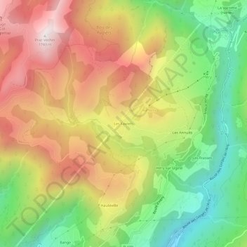 Carte topographique Les Favrets, altitude, relief