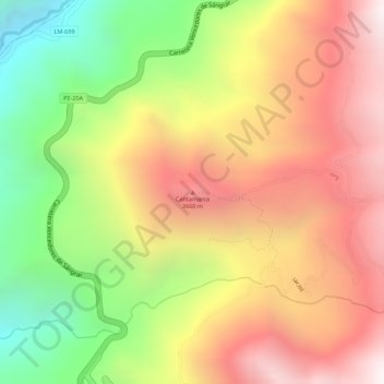Carte topographique Cantamarca, altitude, relief