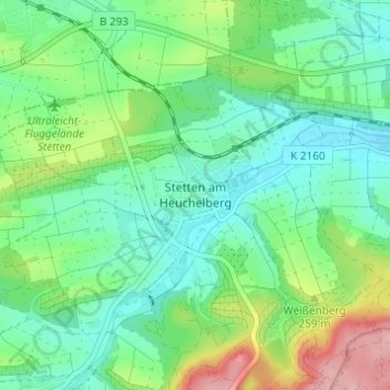 Carte topographique Stetten am Heuchelberg, altitude, relief