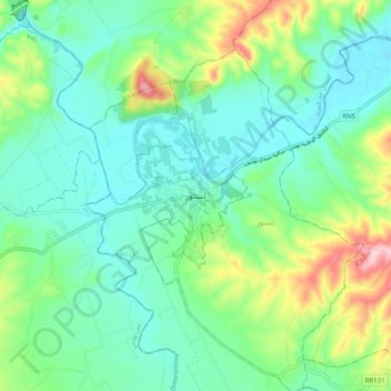 Carte topographique Testour, altitude, relief