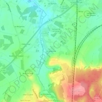 Carte topographique Les Guesdons, altitude, relief