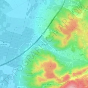 Carte topographique Cazeneuve, altitude, relief