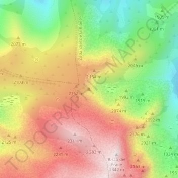 Carte topographique El Calvitero, altitude, relief
