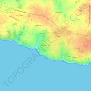 Carte topographique La Gauvinière, altitude, relief