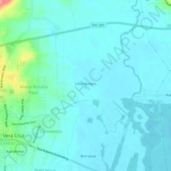 Carte topographique Linha Número 1, altitude, relief