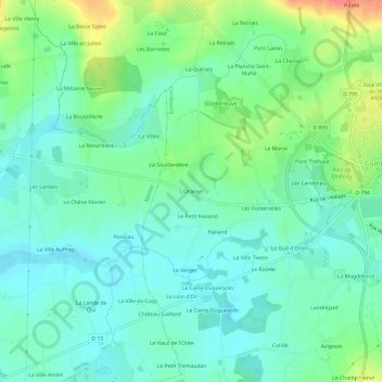 Carte topographique L'Orange, altitude, relief