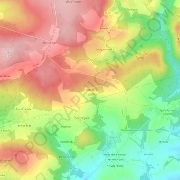 Carte topographique Lanturec, altitude, relief