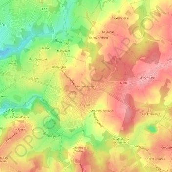 Carte topographique La Croix Rouge, altitude, relief
