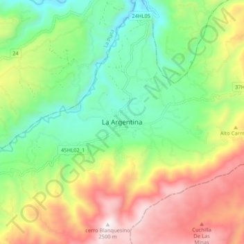 Carte topographique La Argentina, altitude, relief