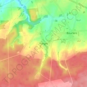 Carte topographique Forges, altitude, relief