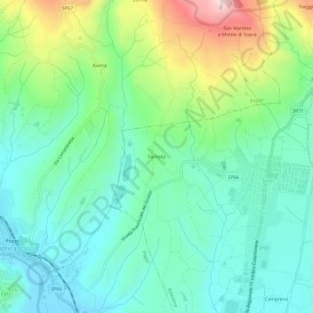 Carte topographique Farneta, altitude, relief