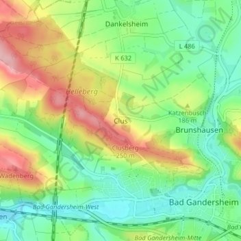 Carte topographique Clus, altitude, relief