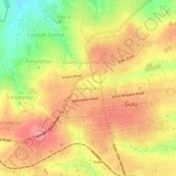 Carte topographique Green Valley, altitude, relief