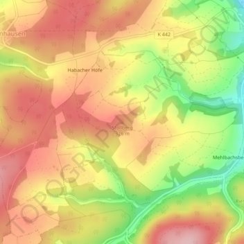 Carte topographique Stollberg, altitude, relief