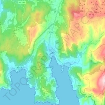 Carte topographique Cee, altitude, relief