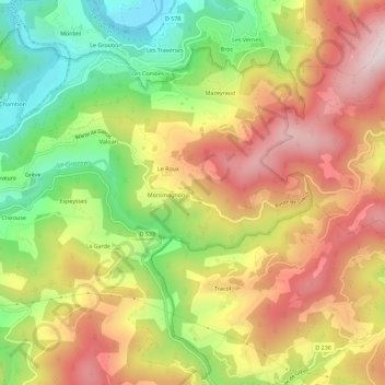 Carte topographique Tracoulon, altitude, relief