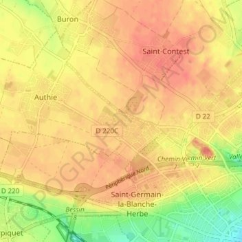 Carte topographique Cussy, altitude, relief
