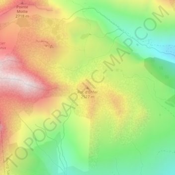 Carte topographique Roc d'Enfer, altitude, relief