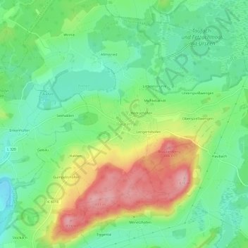 Carte topographique Beuren, altitude, relief