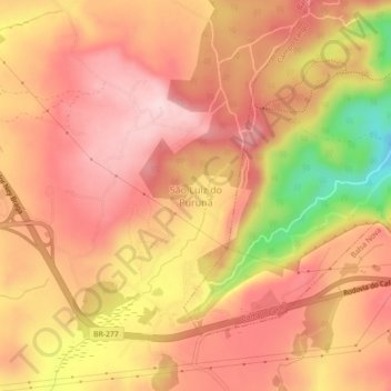 Carte topographique São Luiz do Purunã, altitude, relief