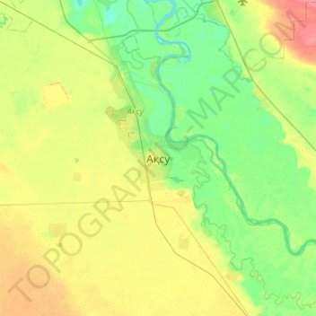 Carte topographique Aksou, altitude, relief
