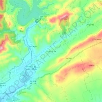 Carte topographique Canhestros, altitude, relief