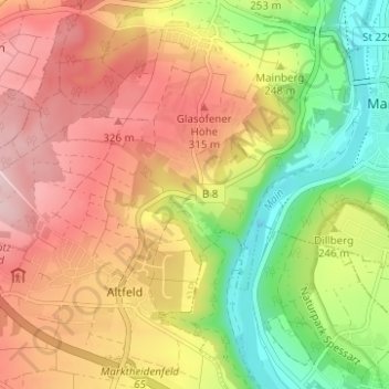 Carte topographique Eichenfürst, altitude, relief