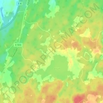 Carte topographique Visjö, altitude, relief