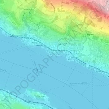 Carte topographique Obermeilen, altitude, relief