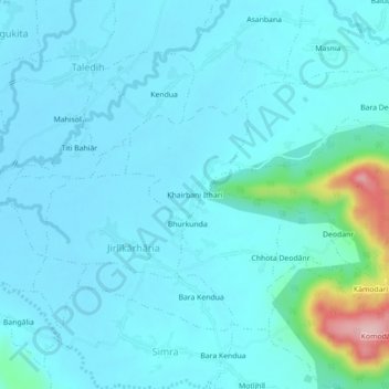 Carte topographique Khairbani Ithari, altitude, relief