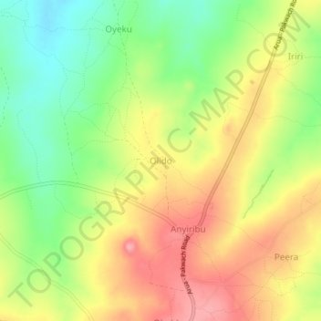 Carte topographique Olido, altitude, relief