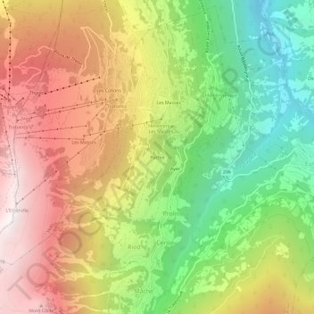 Carte topographique Pachiè, altitude, relief