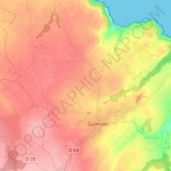 Carte topographique Penn Lan, altitude, relief