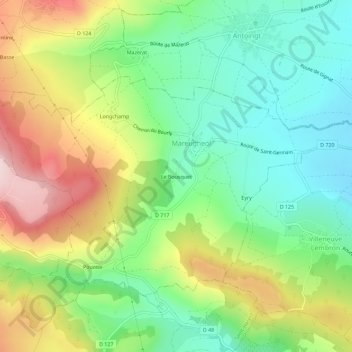 Carte topographique Le Bousquet, altitude, relief