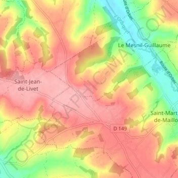 Carte topographique Le Parc Montour, altitude, relief