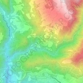 Carte topographique Spignana, altitude, relief
