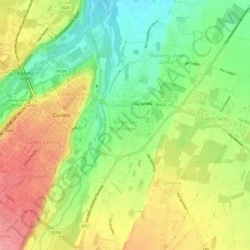 Carte topographique Borgo San Giuseppe, altitude, relief